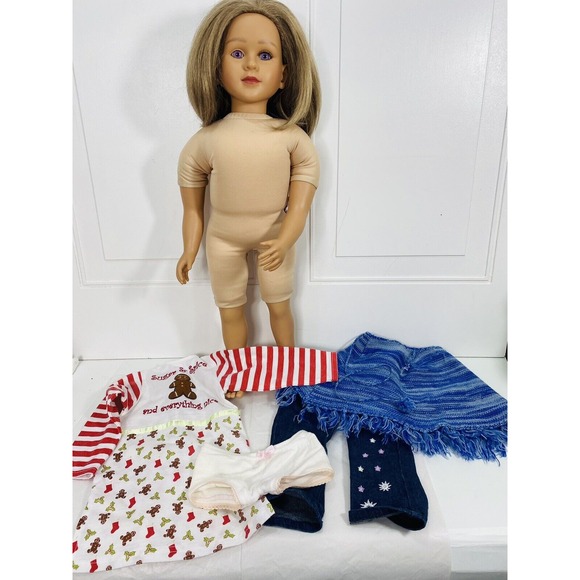 vtg My Twinn doll‎ Sandy Blonde/brown Hair hair violet eyes Plus 2 Outfits